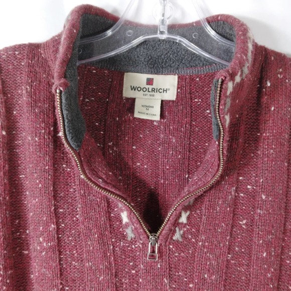 Woolrich Women 1/4 Zip Wool Pullover Ruby Heather Sweater Red - Picture 3 of 7